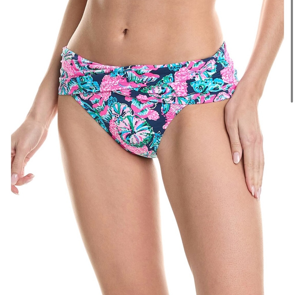 New Lily Pulitzer Lagoon Sarong Hipster Oyster Bay Navy Shroom Bikini Bottom 4
